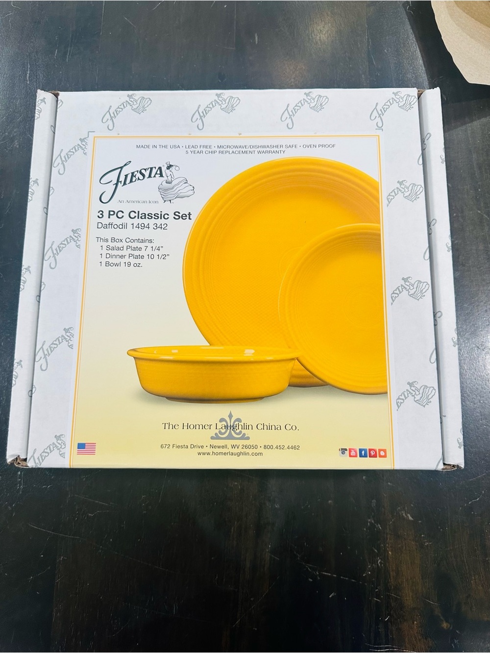 Fiesta Bright Daffodil 3-Piece Rim Classic Dish Set NWT